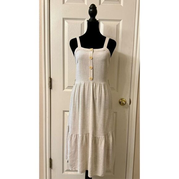 Monteau Los Angeles America`s Sweetheart Linen Blend Sleeveless Midi Dress XS - Picture 2 of 9